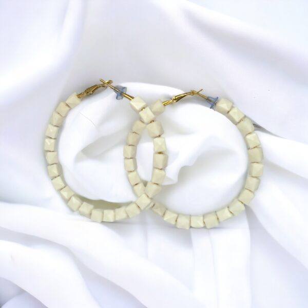 Classic White Cubic Hoop Earrings