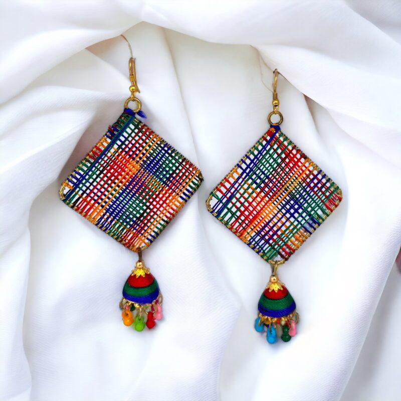 Multicolored Threads Tassel Earrings