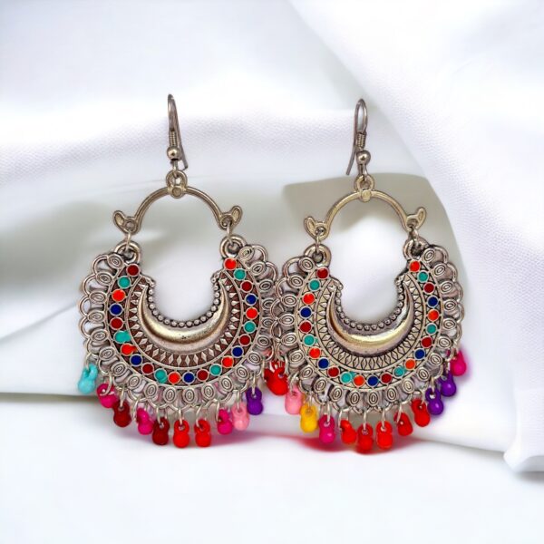 Oxidised Multicolored Chandbali Earrings