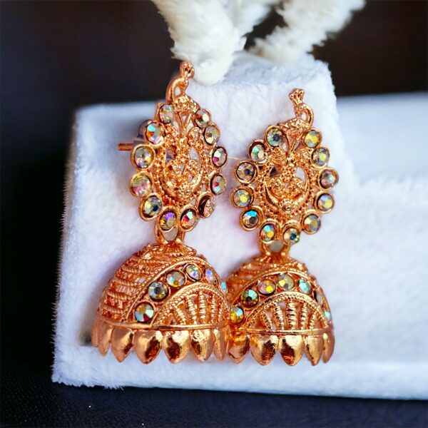 Gold Peacock Jhumka Earrings