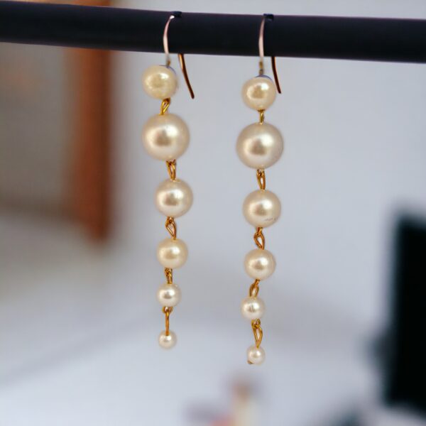 Gold Pearl Dangle Earrings Img2